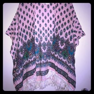 Do Everything In Love pink & floral fringe kimono